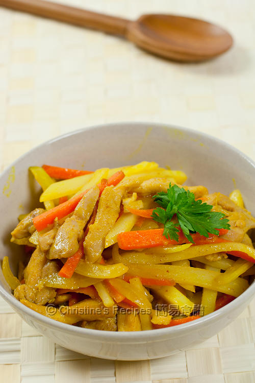 黃薑炒薯條雞絲【健康小炒】Panfried Turmeric Chicken and Potato 簡易食譜 基絲汀 中西各式家常菜譜